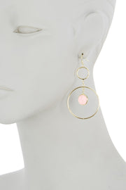 Rose Crystal & Circles Drop Earrings - GF