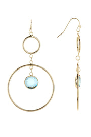 Sky Blue Crystal & Circles Drop Earrings - GF