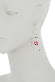 Raspberry Crystal & Circles Drop Earrings - SF
