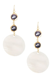 Mother Of Pearl & Freshwater Pearl Drop Earrings - GF