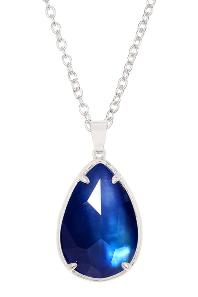 Labradorite Doublet Pear Cut Pendant Necklace - SF