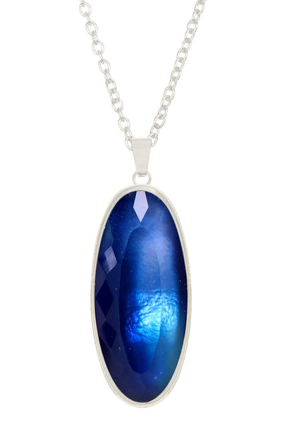 Labradorite Doublet Oval Pendant Necklace - SF