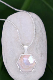 Mother Of Pearl Hexagon Pendant Necklace - SF