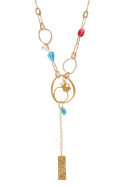 Raspberry Crystal & Turquoise Statement Necklace - GP