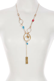 Raspberry Crystal & Turquoise Statement Necklace - GP