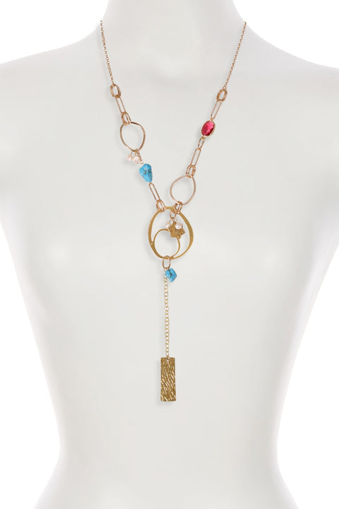 Raspberry Crystal & Turquoise Statement Necklace - GP