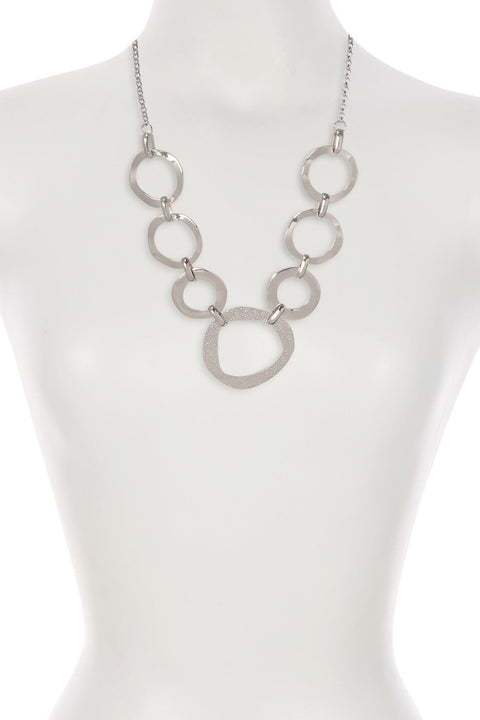 Hammered Halo Link Statement Necklace - SP