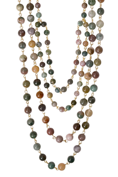 Mixed Jasper Multi Strand Layered Necklace - GF