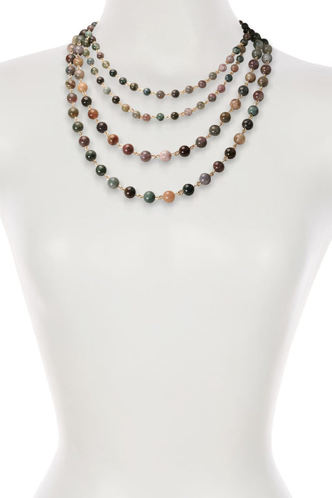 Mixed Jasper Multi Strand Layered Necklace - GF