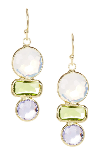 Moonstone Crystal & Peridot Crystal Drop Earrings - GF
