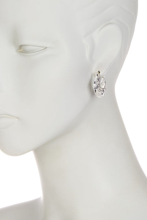 Floral Filigree Lever Back Hoop Earrings - SF