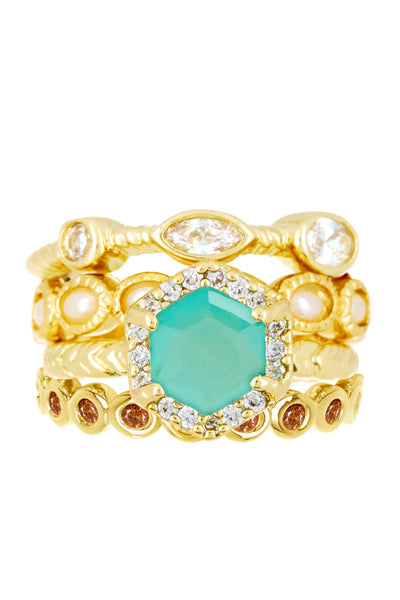 Amazonite Crystal Stack Ring Set - GF