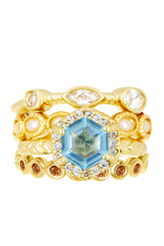 Sky Blue Crystal Stack Ring Set - GF