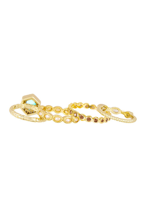 Sky Blue Crystal Stack Ring Set - GF
