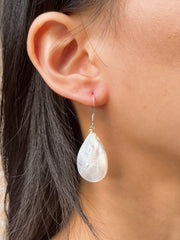 Sterling Silver & Mother Of Pearl Basic Drop Earrings - SS