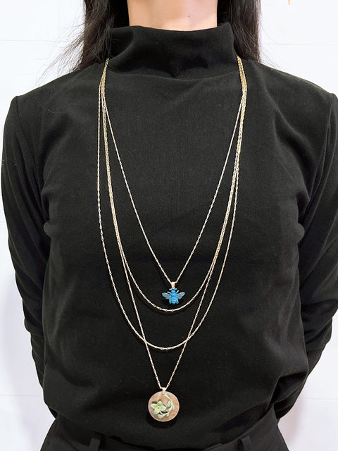 Natural Patina With Abalone Multi Strand Necklace - GF