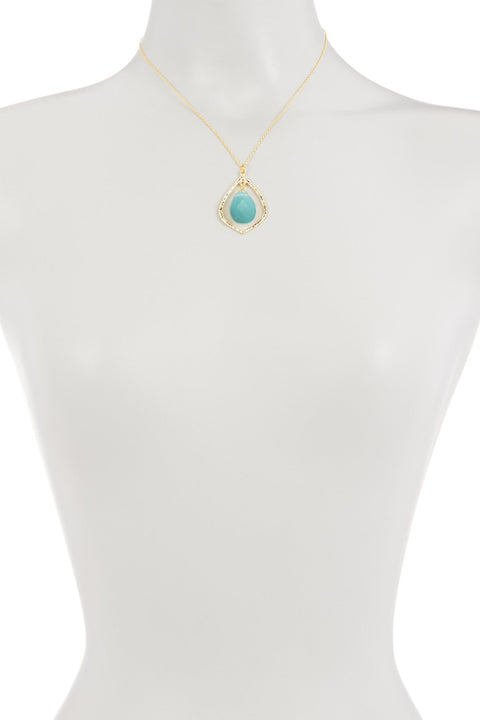 Amazonite Crystal Teardrop Pendant Necklace - GF