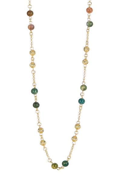 Mixed Jaspber Beads Long Double Wrap Necklace - GF