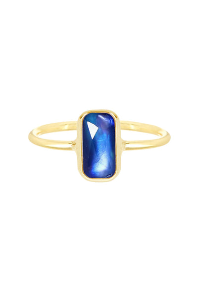 Labradorite Doublet Petite Rectangle Ring - GF