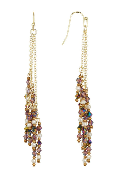 Pearl Mixed Crystal Drop Earrings - GF