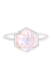 Mother Of Pearl Quartz Hexagon Ring - SF