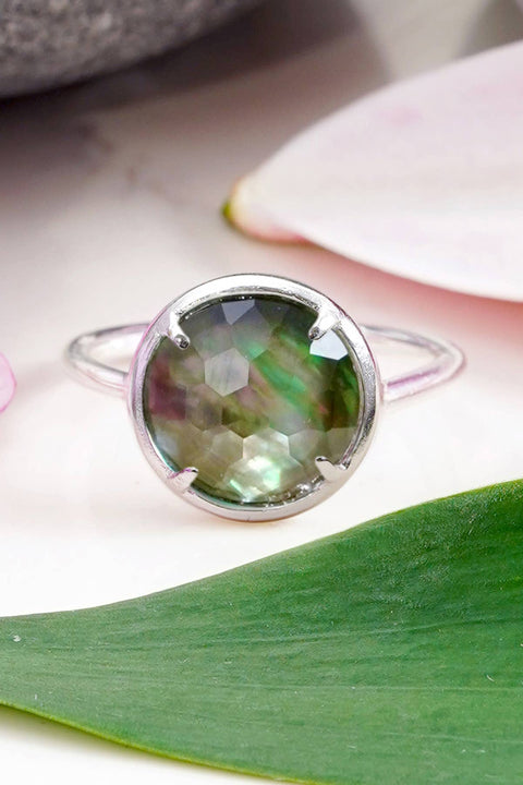 Black Mother Of Pearl Round Ring - SF