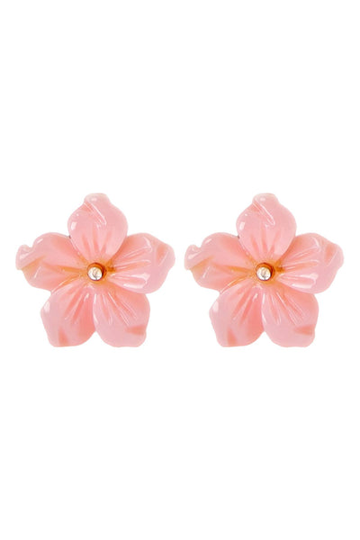 Sterling Silver & Mother Of Pearl Flower Post Earrings - SS