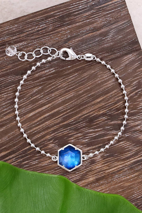 Labradorite Doublet Beaded Charm Bracelet - SF