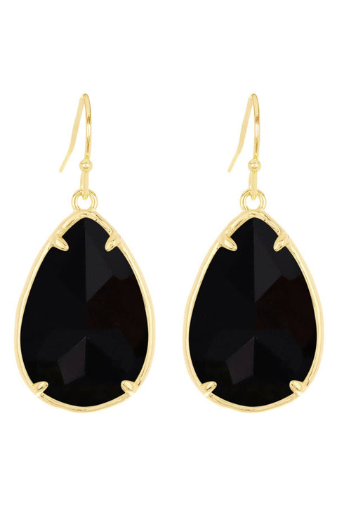 Black Onyx Pear Cut Earrings - GF
