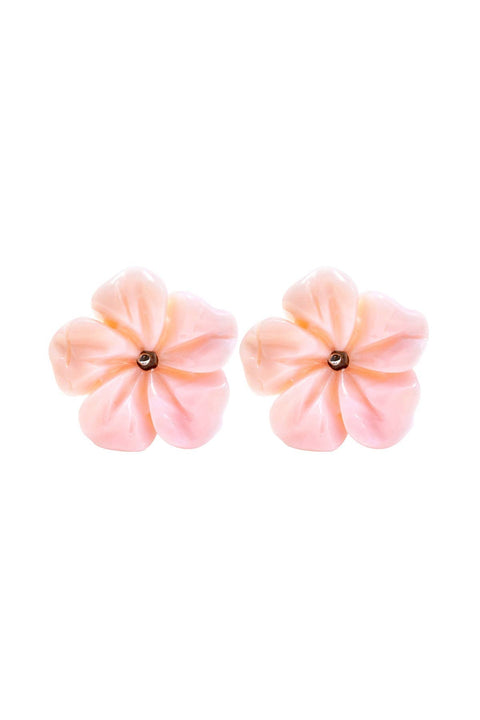 Sterling Silver & Mother Of Pearl Flower Post Earrings - SS