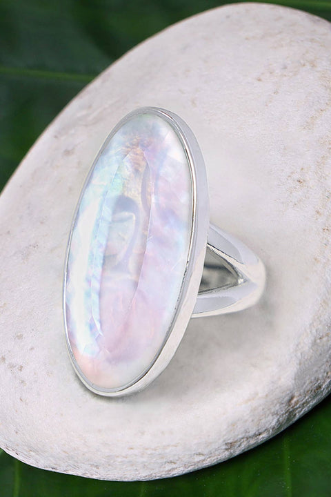 Mother Of Pearl Quartz Oval Ring - SF