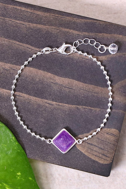 Amethyst Beaded Charm Bracelet - SF